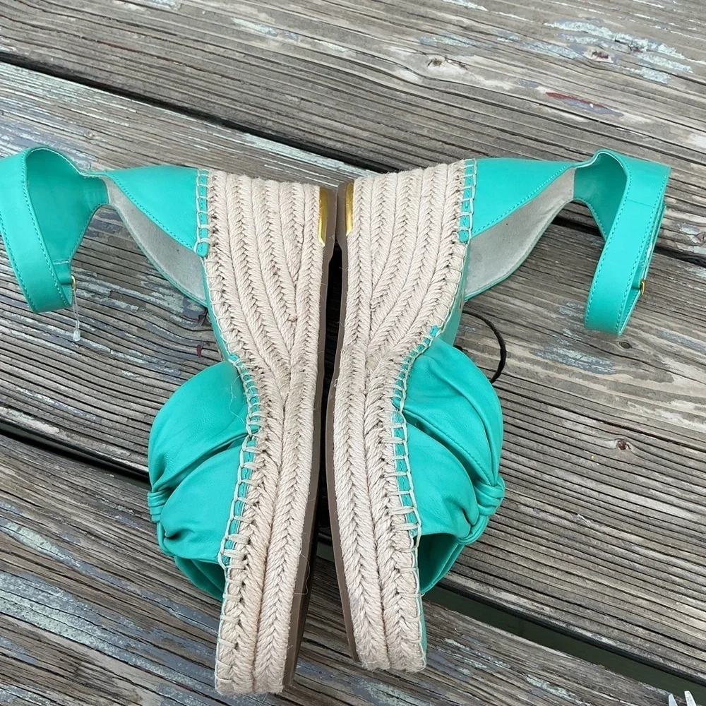 Clementine Ankle Strap Platform Wedge Teal Summer Sandal